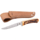 Bear and Son Knives Bird &amp; Trout Fixed Blade Knife, 3in, 440 Stainless Steel, Stag Delrin Handle w/ Leather Sheath, 751