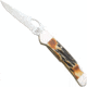 Bear and Son Knives Cowhand Locking Folding Knife w/ Pocket Clip, 2.88in, High Carbon Stainless Steel, Genuine India Stag Bone Handle, 5149L
