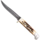 Bear and Son Knives Hunter Fixed Blade Knife w/ Leather Sheath, 3in, High Carbon Stainless Steel, Genuine India Stag Bone Handle, 563D