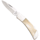 Bear and Son Knives Midsize Lockback Folding Knife, 2.75in, High Carbon Stainless Steel, Clip Point, White Smooth Bone Handle, WSB61