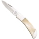 Bear and Son Knives Midsize Lockback Folding Knife, 2.75in, High Carbon Stainless Steel, Clip Point, White Smooth Bone Handle, WSB61