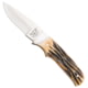Bear and Son Knives Skinner Fixed Blade Knife, 2.88in, 440 Stainless Steel, Skinner, Genuine India Stag Bone Handle w/ Leather Sheath, 548