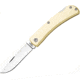 Bear and Son Knives Small Locking Farm Hand Folding Knife w/Clip, 2.75in, 1095 Carbon Steel, Yellow Aluminum Handle, C137L