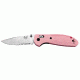 Benchmade Mini-Griptilian Folding Knife, Combo Edge, Satin Blade, Pink Handle 556S-PNK