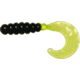 Big Bite Baits Fat Grub Curl Tail Grub, 8, 2in, Black/Chartreuse, FG2-04