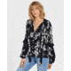 Billabong Birds Eye Floral Print Long Sleeve Top - Womens, Black, Medium, J523SBBI-BLK-M