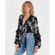 Billabong Birds Eye Floral Print Long Sleeve Top - Womens, Black, Medium, J523SBBI-BLK-M