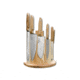 Boker USA 6pc Brava Knife Set w/Block X50CrMoV15 Steel Blade,Olive Wood Handle 130483SET