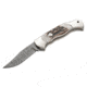 Boker USA Lockback Folding Knife,3.125in,Damascus Steel Clip Blade,Genuine Stag Handle BO02577