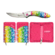 Brighten Blades Peace Folding Knife w/ Case, 2.56in, 8Cr13MoV Stainless Steel, Clip Point, Multi, BB-109
