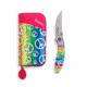 Brighten Blades Peace Folding Knife w/ Case, 2.56in, 8Cr13MoV Stainless Steel, Clip Point, Multi, BB-109