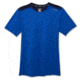 Brooks Distance Mens Short Sleeve Shirt, Heather Royal/Heather Navy, Extra Small, 211052-HRL-HNV-XS