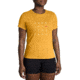 Brooks Distance Short Sleeve 2.0 - Womens, Htr Sun Glow/Run Icons, XS, 221614899.020