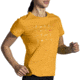 Brooks Distance Short Sleeve 2.0 - Womens, Htr Sun Glow/Run Icons, XS, 221614899.020