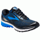 Brooks Ghost 10 Road Running Shoe - Men's-Ebony/Metallic Charcoal/Electric Blue-Narrow-10.5