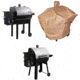 Camp Chef Smokepro DLX Stainless Pellet Grill, Stainless, with Tan Patio Cover, PCPG24L, and Blanket for 24in Pellet Grills, Grey, PG24BLKL