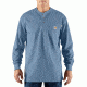 Carhartt Flame-Resistant Force Cotton Long Sleeve Henley, Medium Blue, Small/Regular 100237-465-REG-S