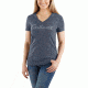 Carhartt Lockhart Graphic Scrpt Logo Short Sleeve V-neck T-shirt - Womens, Dark Indigo Heather, M-REG 103078-462-REG-M