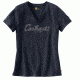 Carhartt Lockhart Graphic Scrpt Logo Short Sleeve V-neck T-shirt - Womens, Dark Indigo Heather, M-REG 103078-462-REG-M