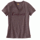 Carhartt Lockhart Graphic Scrpt Logo Short Sleeve V-neck T-shirt - Womens, Sparrow Nep, L-REG 103078-552-REG-L