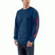 Carhartt Signature Sleeve Logo Long Sleeve T-Shirt for Mens, Dark Cobalt Blue/Red, Small/Regular K231-471-REG-SML