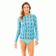 Carve Designs Riviera Rashguard, Womens, Agave with Julep Stripe, XS, RGOL33-337-XS