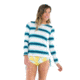 Carve Designs Riviera Rashguard, Womens, Playa Stripe with Gold Palms, XS, RGOL33-407-XS