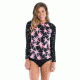 Carve Designs Sunset Rashguard, Flamingo Palms w. Dash, LG, RGSU14-695-LG