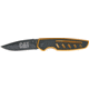 Caterpillar Linerlock Folding Knife,Black Titanium Drop Point, Yellow Composition Handle CAT99
