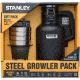 Classic Growler 2Qt + Adv Stacking Steel Tumblers-Matte Black + Multi