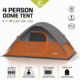 Core Equipment 4-Person Dome Tent, Orange, 40002