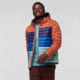 Cotopaxi Fuego Down Hooded Jacket Colorblock - Mens, Spice Stripes/Chestnut/Spice, Small, FDJC-F22-SPICS-M-S