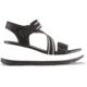 Cougar Hibiscus Leather Wedge Womans Sandals, Black, 11, Hibiscus-Black-11