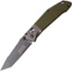 Elite Tactical Rapid Lock Folder, 3.5in, Serrated, 8Cr13Mov Stainless Steel, G10 Handle, Grey/Green, ET-1027GN