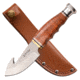 Elk Ridge Outskirt Fixed Blade Gut Hook Knife, 8Cr13 Stainless Steel, Drop Point, Brown, ER-200-29LBR
