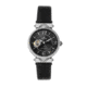 Empress Alouette Automatic Semi-Skeleton Leather-Band Watch, Black - Womens, EMPEM3404