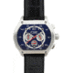 Equipe E716 Dash Mens Watch - Black Leather Strap, Silver Bezel, Blue/White Dial