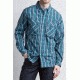 ExOfficio Air Strip Macro Plaid Long Sleeve Shirt - Men's -Dk Atlantic-Small