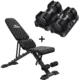 Flybird Fitness 25lb Weight Bench Dumbbells Bundle Set w/Waist Pad, 6840178278593