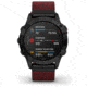 Garmin Fenix 6 Sapphire Multisport Fitness Watch, Black DLC w/Red Nylon Band, 010-02158-16
