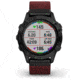 Garmin Fenix 6 Sapphire Multisport Fitness Watch, Black DLC w/Red Nylon Band, 010-02158-16