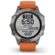 Garmin Fenix 6 Sapphire Multisport Fitness Watch, Ti Gray w/Orange Band, 010-02158-13