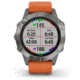 Garmin Fenix 6 Sapphire Multisport Fitness Watch, Ti Gray w/Orange Band, 010-02158-13