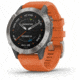 Garmin Fenix 6 Sapphire Multisport Fitness Watch, Ti Gray w/Orange Band, 010-02158-13