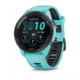 Garmin Forerunner 265 Watch, Black Bezel w/ Aqua Case and Aqua/Black Silicone Band, 010-02810-02