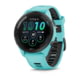 Garmin Forerunner 265 Watch, Black Bezel w/ Aqua Case and Aqua/Black Silicone Band, 010-02810-02
