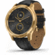 Garmin Vivomove 3 Luxe Hybrid Smartwatch w/Leather Band, 24K Gold/Black, 010-02241-02