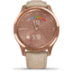 Garmin Vivomove 3 Luxe Hybrid Smartwatch w/Leather Band, Rose Gold/Light Sand, 010-02241-01