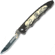 Havalon Piranta Quik-Change Folding Knife, 2.75in, Stainless Skinner Blade, Black Aluminum Handle, Big horn laser scrimshaw artwork HV60BH