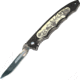 Havalon Piranta Quik-Change Folding Knife, 2.75in, Stainless Skinner Blade, Black Aluminum Handle, Elk laser scrimshaw artwork HV60ELK
